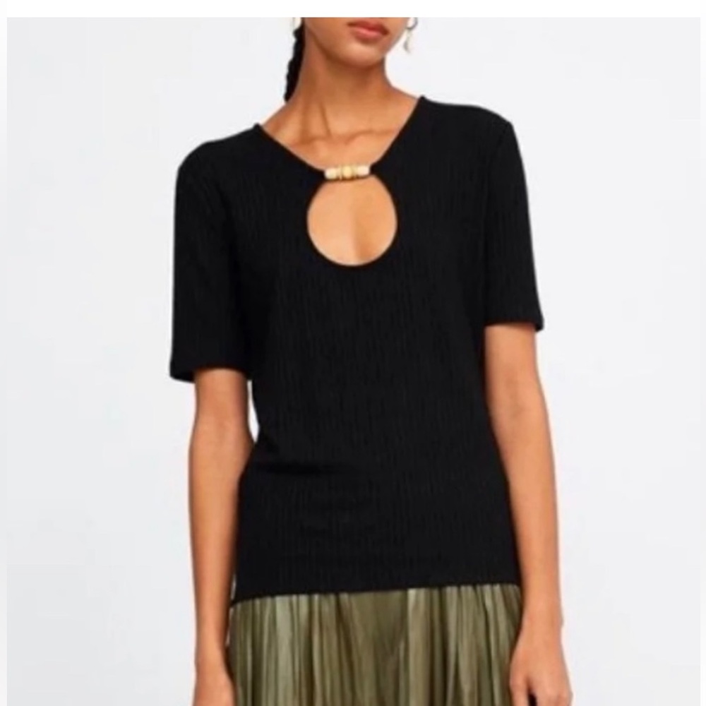 Zara large black knit top nwot